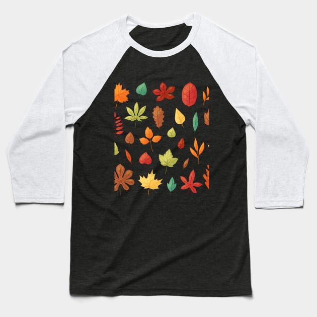 Autumn Leaves Baseball T-Shirt by King Tiger